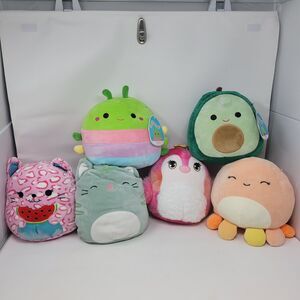 6 8" Squishmallow Lot Bundle: Dalha, Chase, Piper, Summer, Austin, Rutabaga